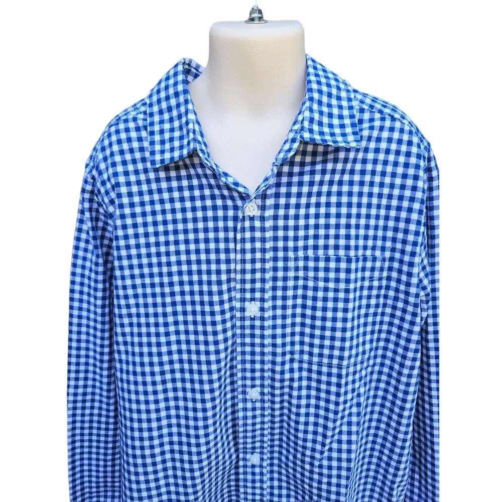 The Children's Place Boys Button Up Shirt, SIze 10/12, Blue and White Checke‎